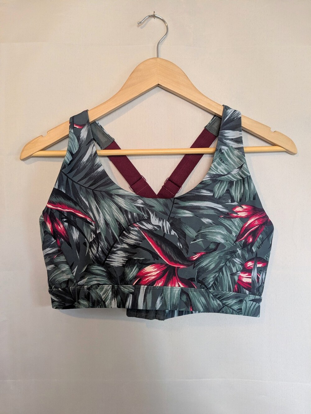 Lole Convertible Strap High Impact Sports Bra Tropical Leaf Print Large